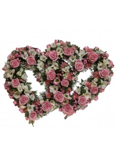Soft ink and white double linked heart